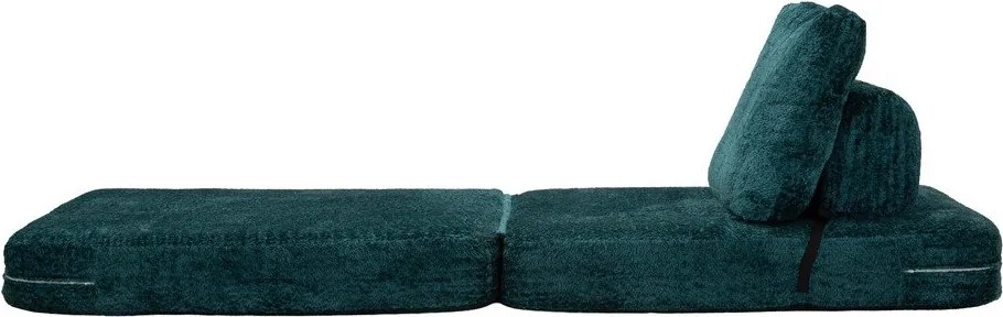 Fotoliu albastru-verde extensibil cu tapițerie din țesătură bouclé Faster – Mauro Ferretti