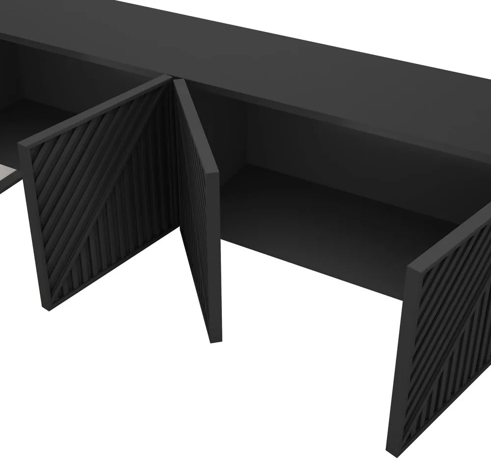 Comodă TV neagră 161x55x35 cm Peta – Marckeric