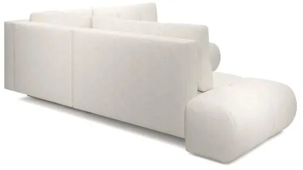 Colțar tapițat extensibil ALMADA, în formă de L, cu spațiu de depozitare, versiune stânga, bej