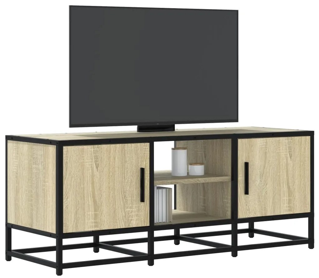 vidaXL Dulap TV, stejar sonoma, 100x35x41 cm, lemn prelucrat și metal