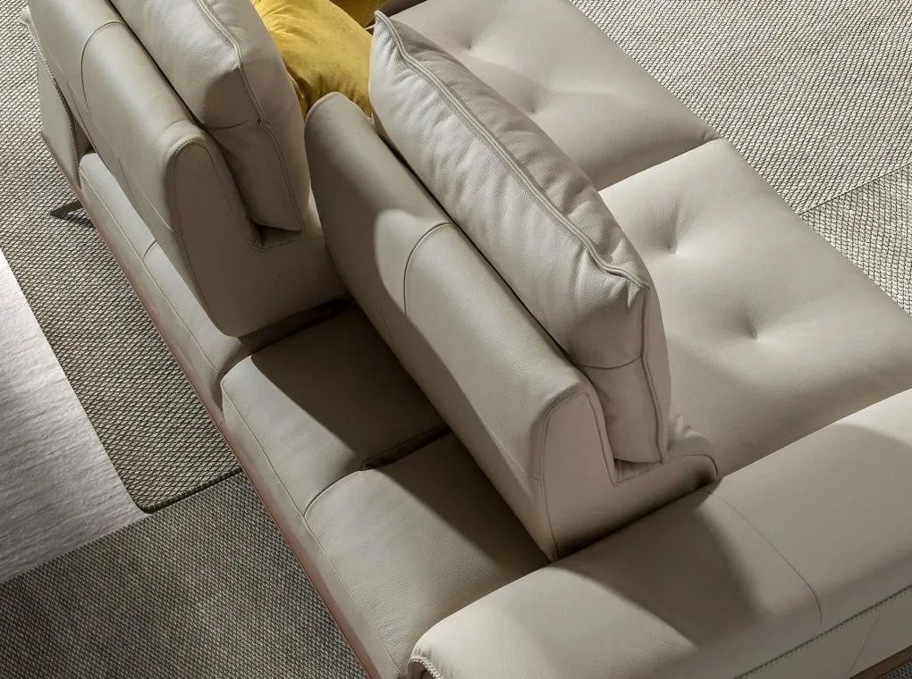 Canapea 3 locuri, tapitata cu piele naturala, spatar rabatabil Grey taupe