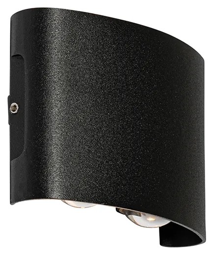 Aplică de perete exterioară neagră incluzând LED 4 lumini IP54 - Silly