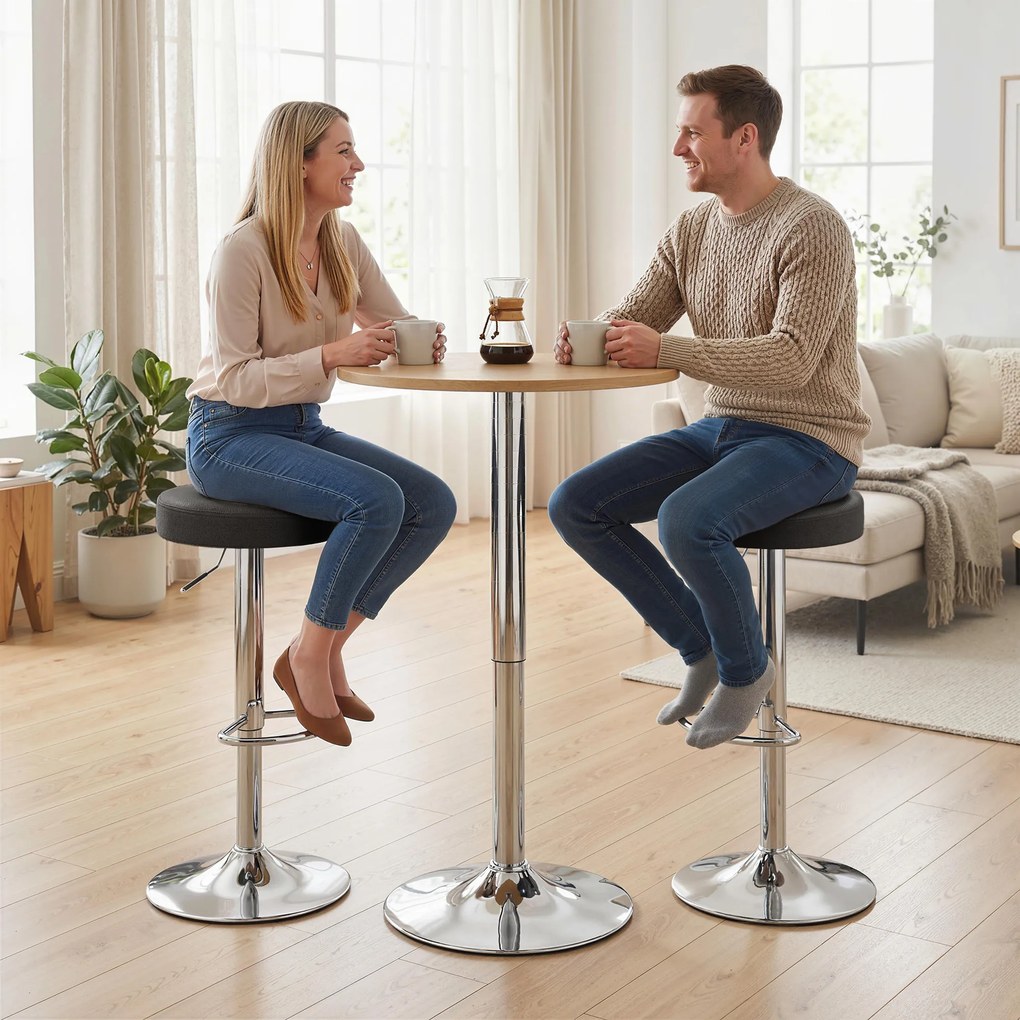 HOMCOM Set 2 Scaune de Bar din Piele PU, Rotative, Înălțime Reglabilă pentru Bucătărie, Negru | Aosom Romania