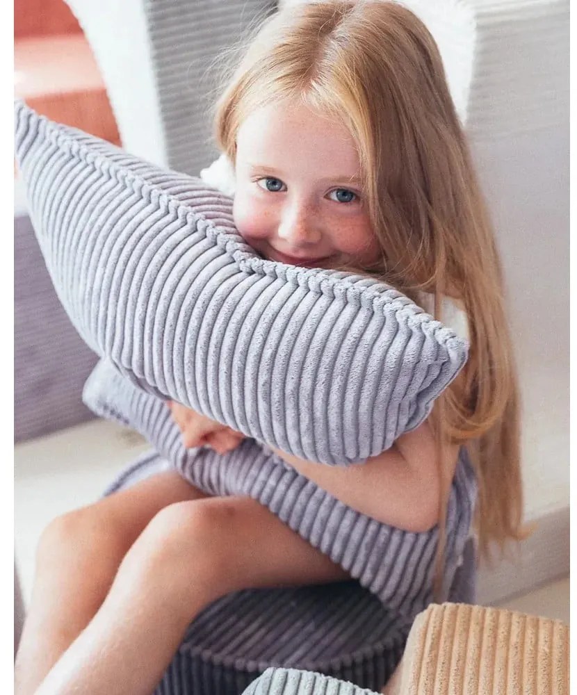 Pernă decorativă pentru copii albastră cu tapițerie din catifea reiată Bolster – Wigiwama