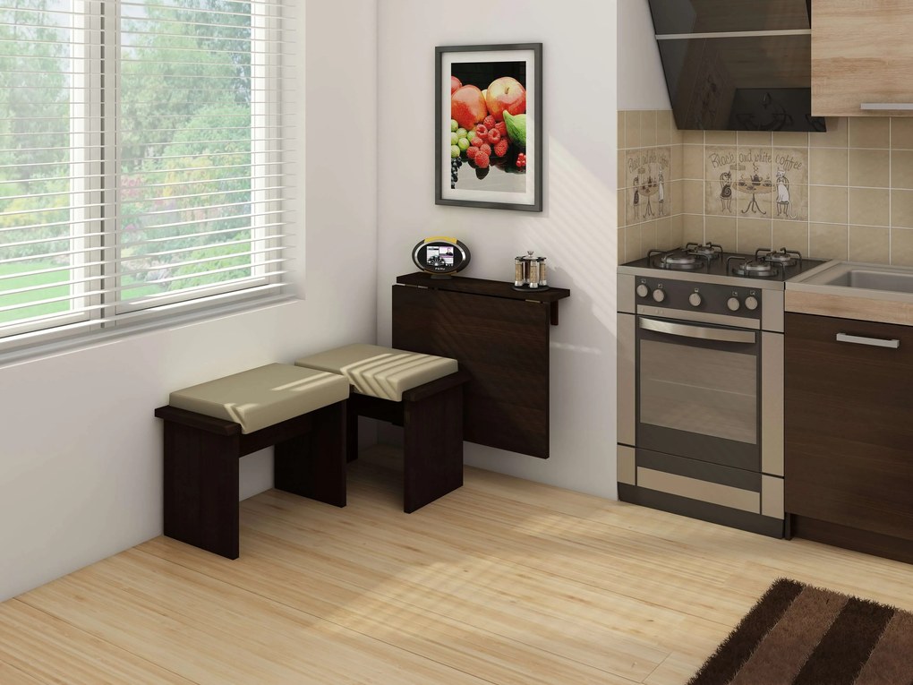 Masă de sufragerie extensibilă Elston 7 (stejar sonoma închis) (pentru 2 persoane). 1051401