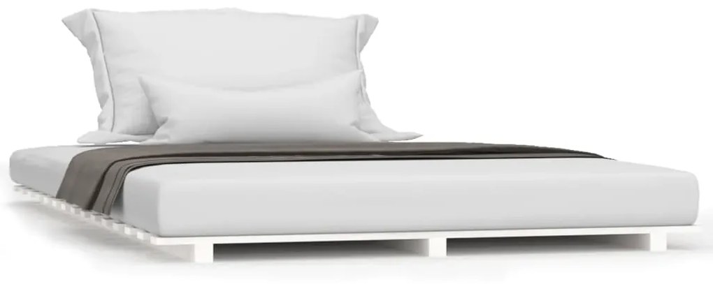 824609 vidaXL Cadru de pat, alb, 135x190 cm, lemn masiv de pin