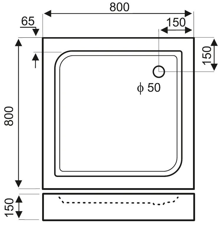 Cădiță de duș pătrată Victor Plus din acril 80x80 cm