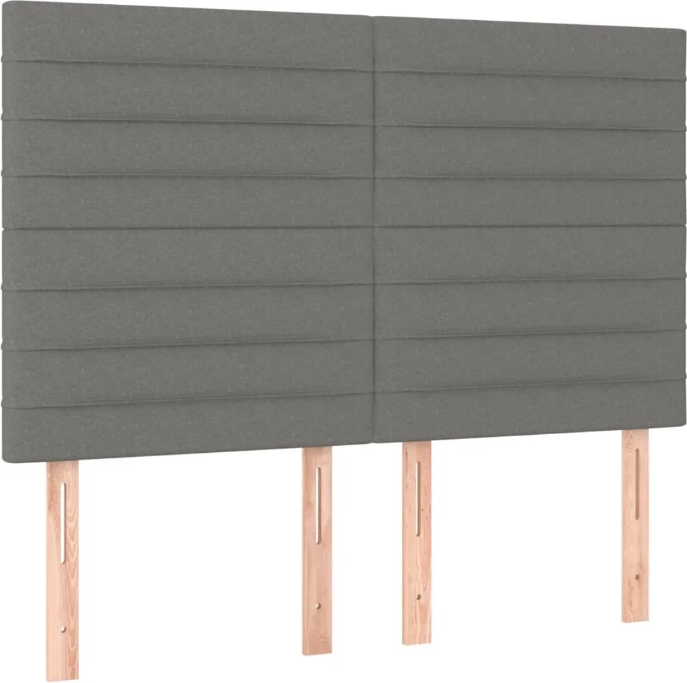 vidaXL Tăblie de pat gri închis 144x5x118/128 cm, material textil