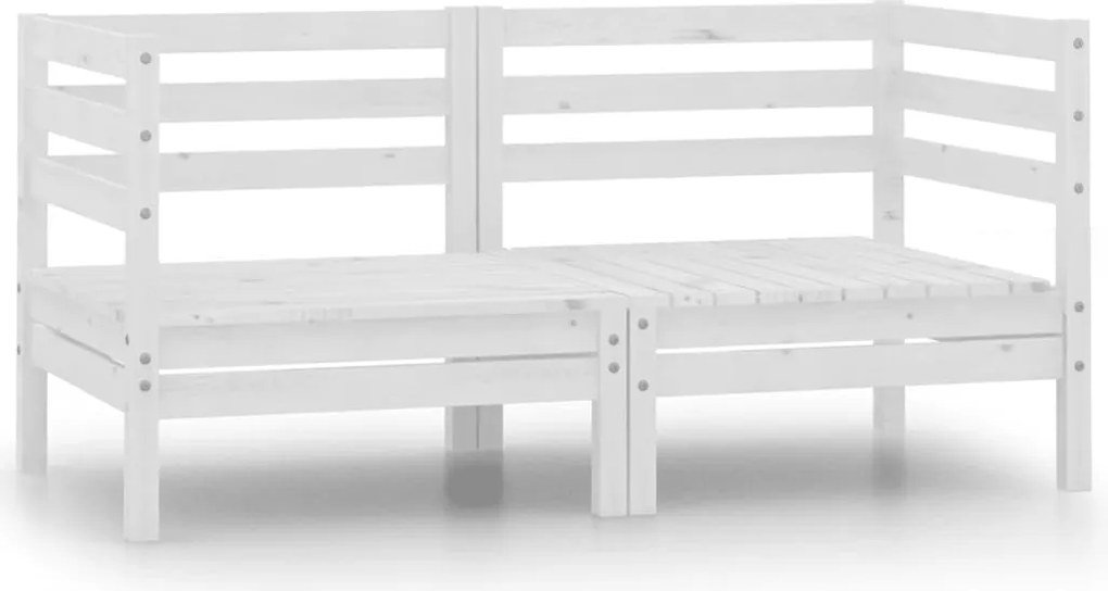 vidaXL Canapele de colț pentru grădină, 2 buc., alb, lemn masiv pin