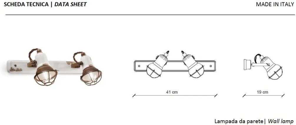 Aplica cu 2 spoturi design retro realizata manual din ceramica LOFT