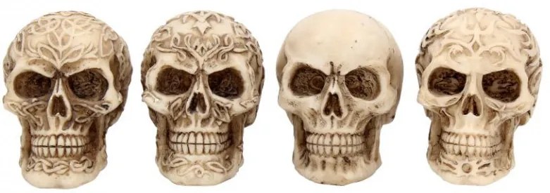 Set 4 statuete cu cranii Zambete sinistre 7 cm