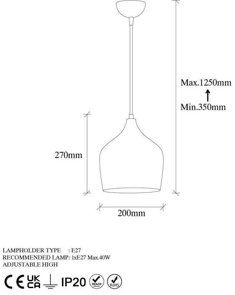 Lustră arămie cu abajur din metal ø 20 cm Murek – Opviq lights