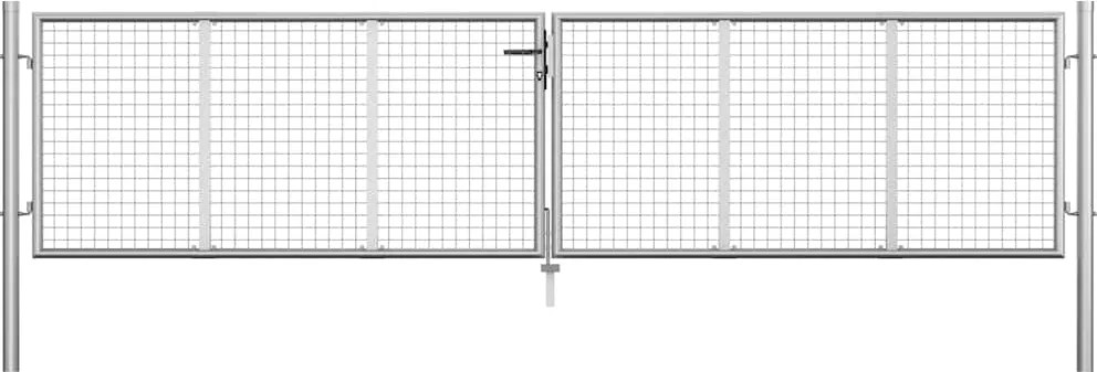 vidaXL Poartă de grădină din oțel galvanizat, 400x75 cm, argintiu