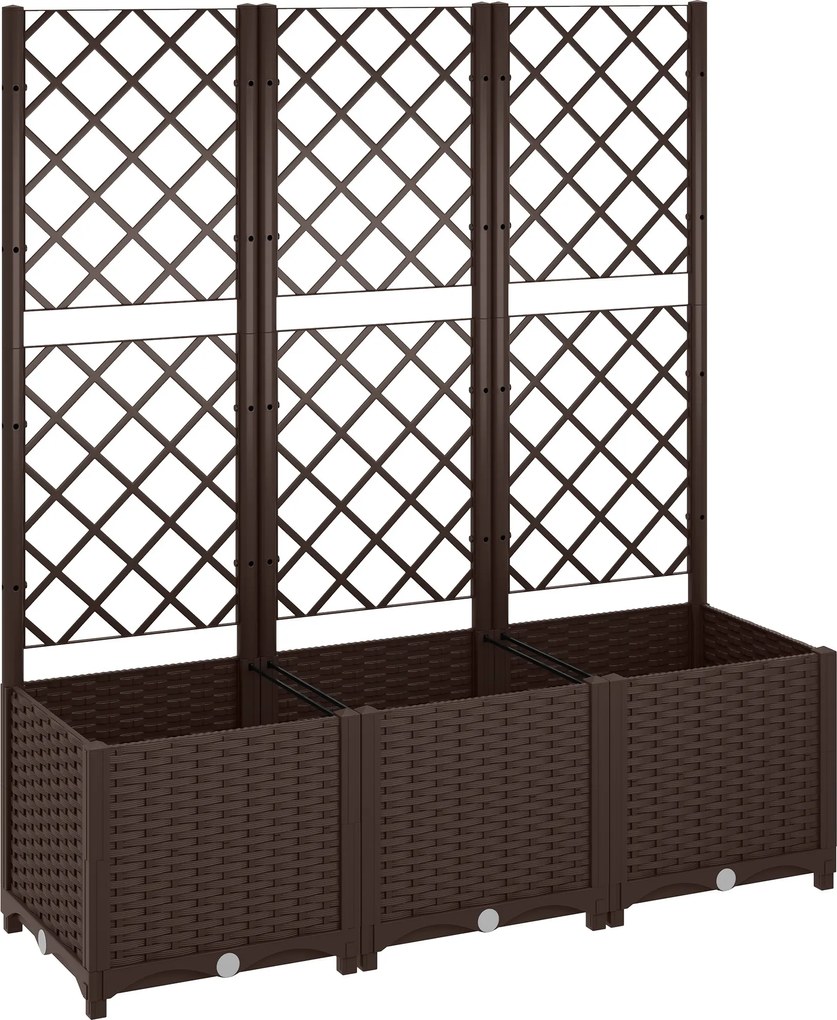 Outsunny Jardinieră cu spalier pat ridicat pentru grădină jardinieră exterioară cu 8 orificii de drenaj 120 x 40 x 135 cm maro | Aosom Romania