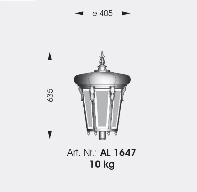 Stalp iluminat exterior din fier forjat, inaltime 247cm, AL 6784