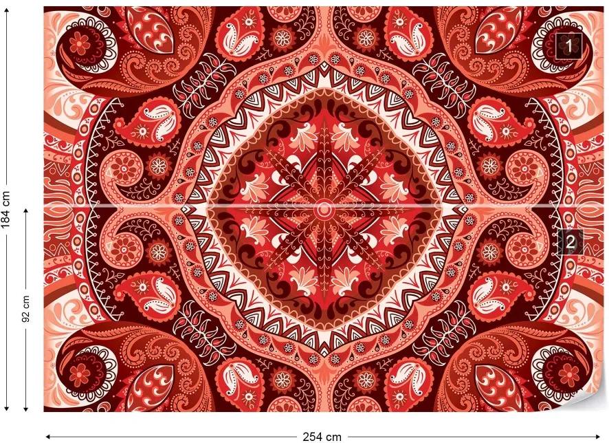 Fototapet GLIX - Red Pattern + adeziv GRATUIT Tapet nețesute - 254x184 cm