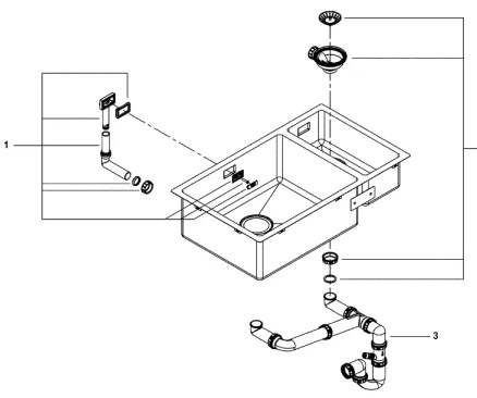 GROHE 31575SD1 - Chiuvetă de bucătărie K700U, 760 × 450 mm, inox