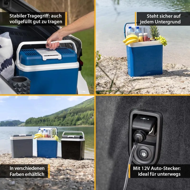 Lada electrica frigorifica First Austria FA-5170-4-BU, 58W, 24 l, Clasa E, 2 moduri, Separator intern, 12/220/240 V, Albastru/alb