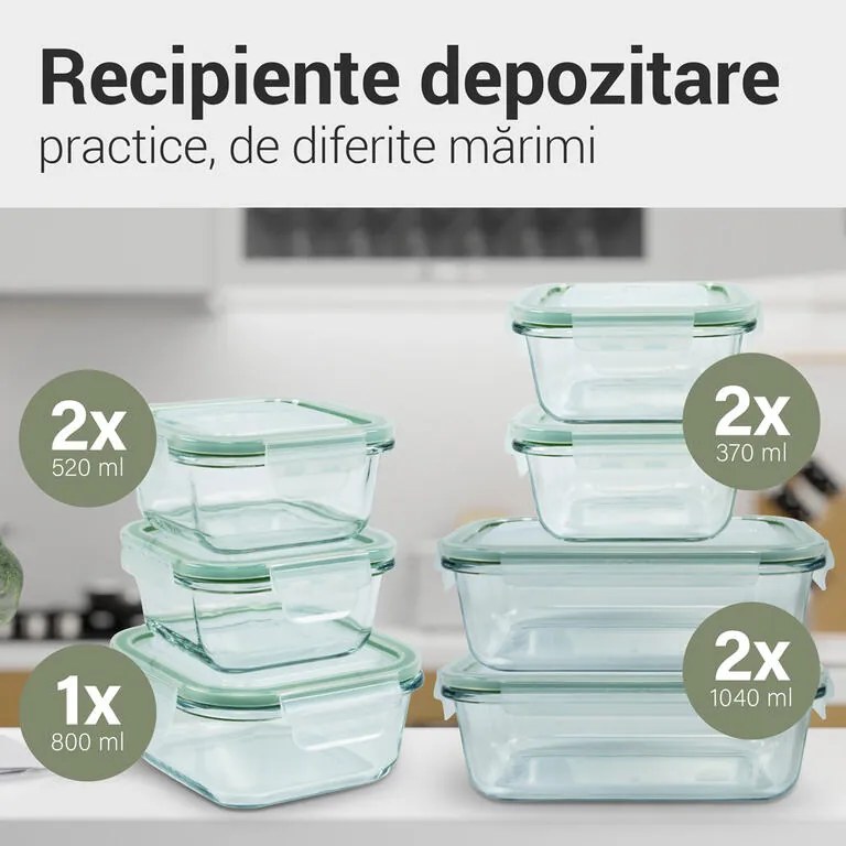 Set 7 recipiente depozitare din sticlă cu capac, CLASSBACH