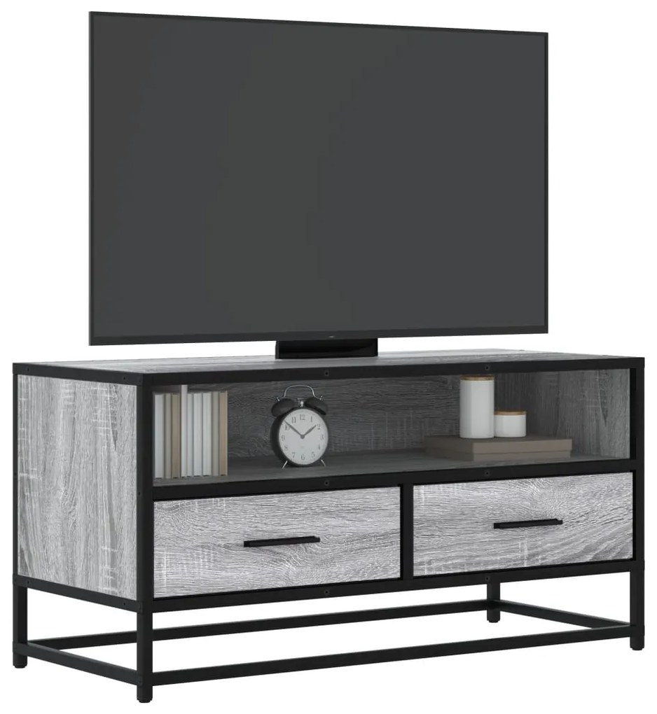 vidaXL Dulap TV, gri sonoma, 80x34,5x40 cm, lemn prelucrat și metal