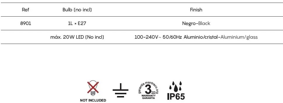 Stalp iluminat exterior IP65 NEVADA gri H-80cm, MA-8901