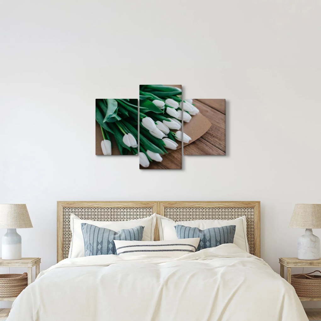 Tablou cu buchet de lalele albe (90x60 cm)