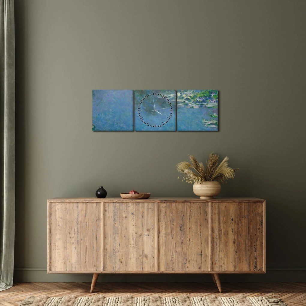 Tablou - Claude Monet, Water Lilies, reproducere (cu ceas) (90x30 cm)