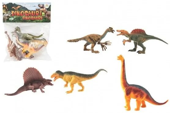 Dinozaur plastic 16 până la 18 cm 5 bucăți într-o pungă