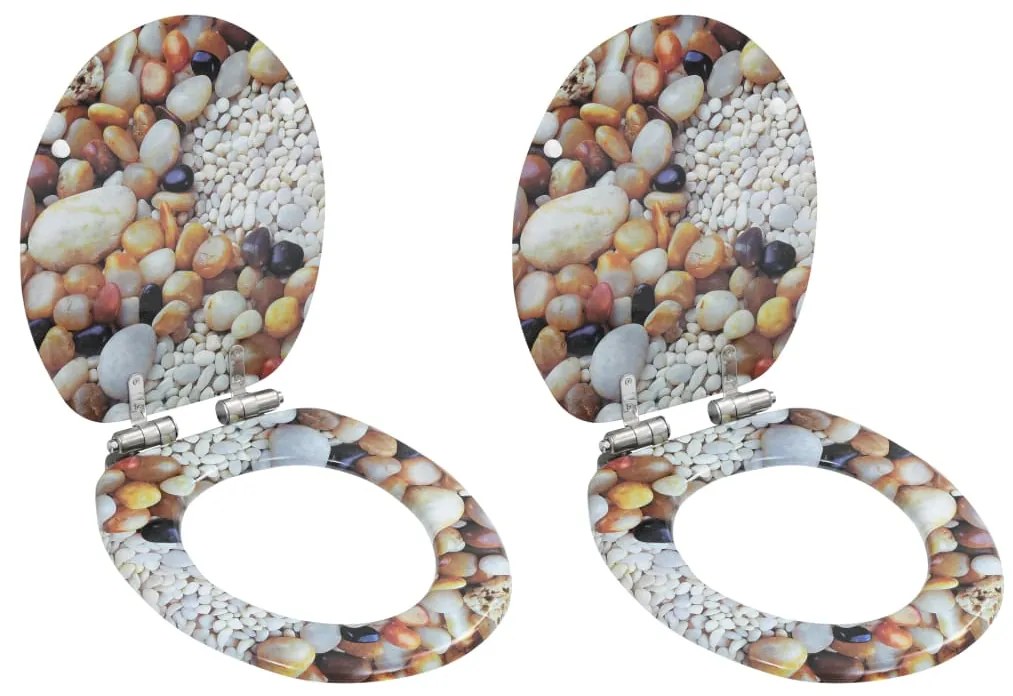 vidaXL Capace WC cu închidere silențioasă 2 buc. MDF design pietricele