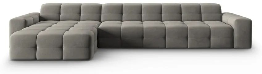 Colțar gri cu tapițerie din catifea (pe partea stângă) Kendal – Micadoni Home