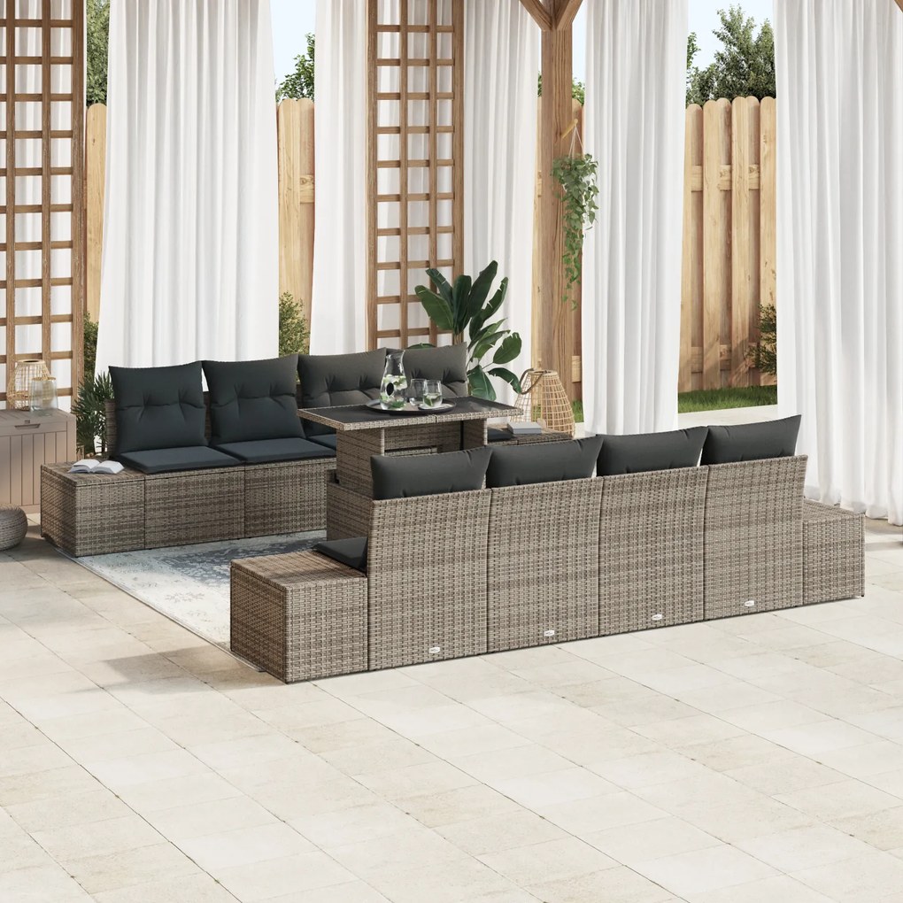 vidaXL Set de canapele pentru grădină 7 pcs Gri 100 x 55 x 73 cm
