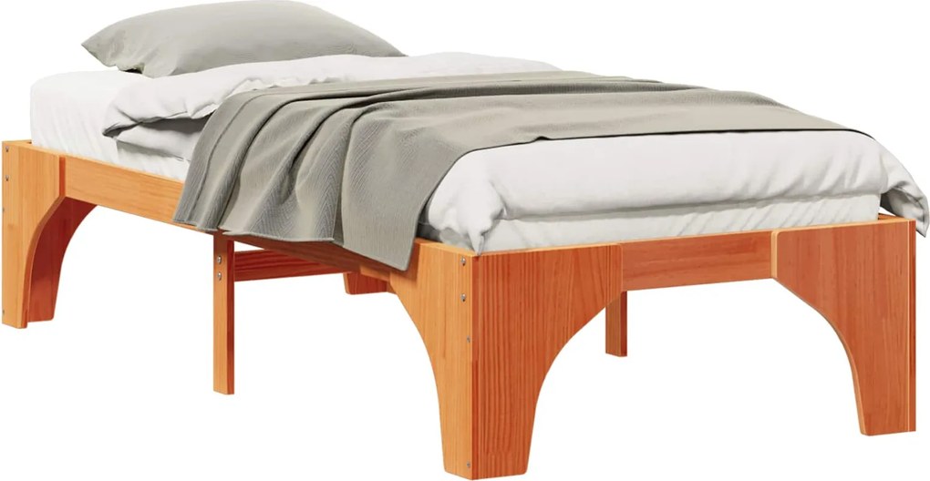 vidaXL Cadru de pat Maro 90 x 200 cm Lemn de pin masiv