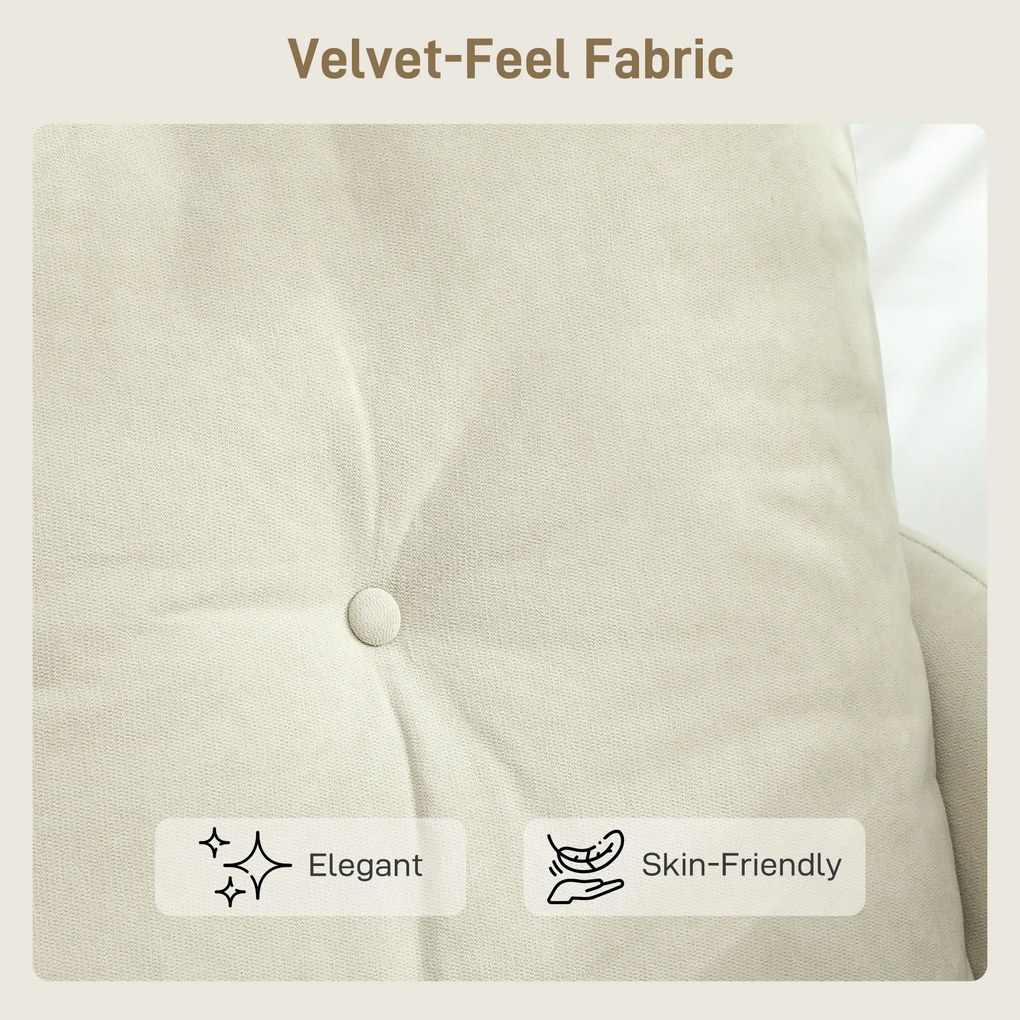 HOMCOM Canapea cu 2 Locuri din Catifea cu Spătar Matlasat și Pernă Detașabilă, Canapea Compactă Modernă cu Picioare din Metal pentru Sufragerie, 124x73x92 cm, Crem | Aosom Romania