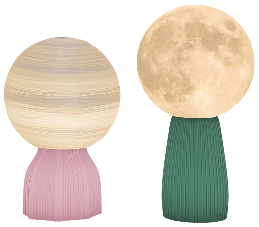 Set de lămpi de birou HOMCOM în stil planetar, tricolor, USB, material plastic, Alb | Aosom Romania