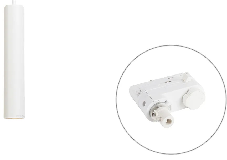 Lampă suspendată de design albă, inclusiv adaptor pentru șină trifazată - Tuba Mică Trifazată