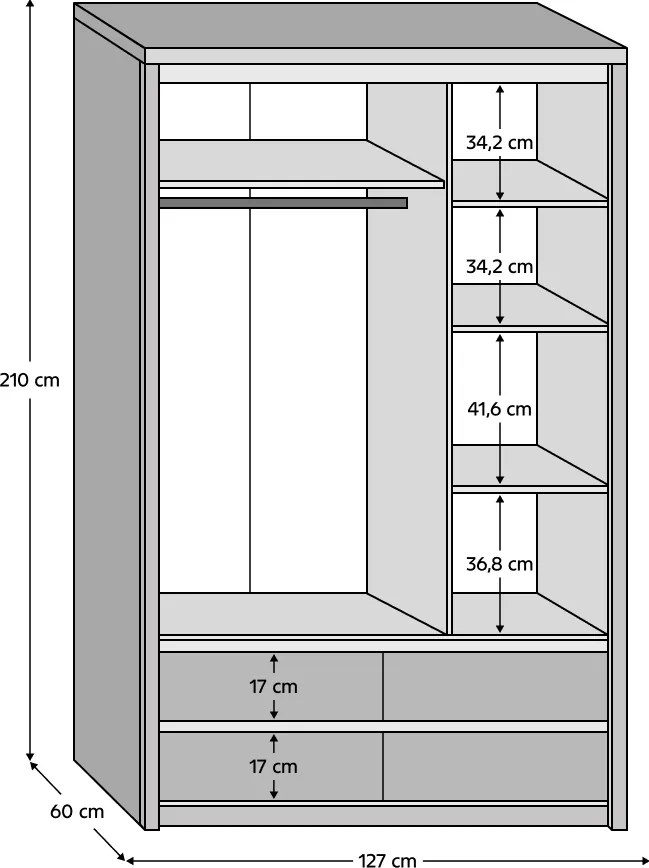 Dulap cu oglindă 3D4S, stejar sonoma, NORTY TYP 1