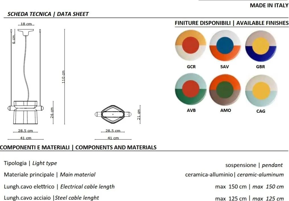 Lustra suspendata din ceramica design italian Yakitori