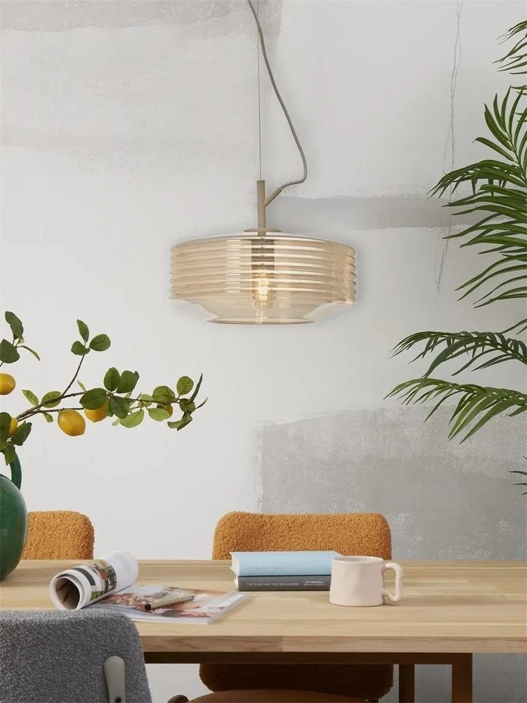 Lustra/Pendul design decorativ Verona ribbed, amber