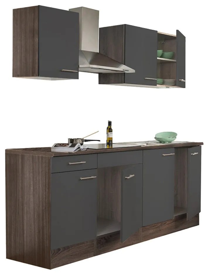 Mobilă de bucătărie Yorki 210, corp din stejar Yorki, cu față antracit satinat