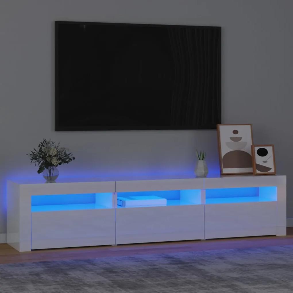 Comoda TV cu lumini LED, alb extralucios, 180x35x40 cm 1, Alb foarte lucios, 180 x 35 x 40 cm