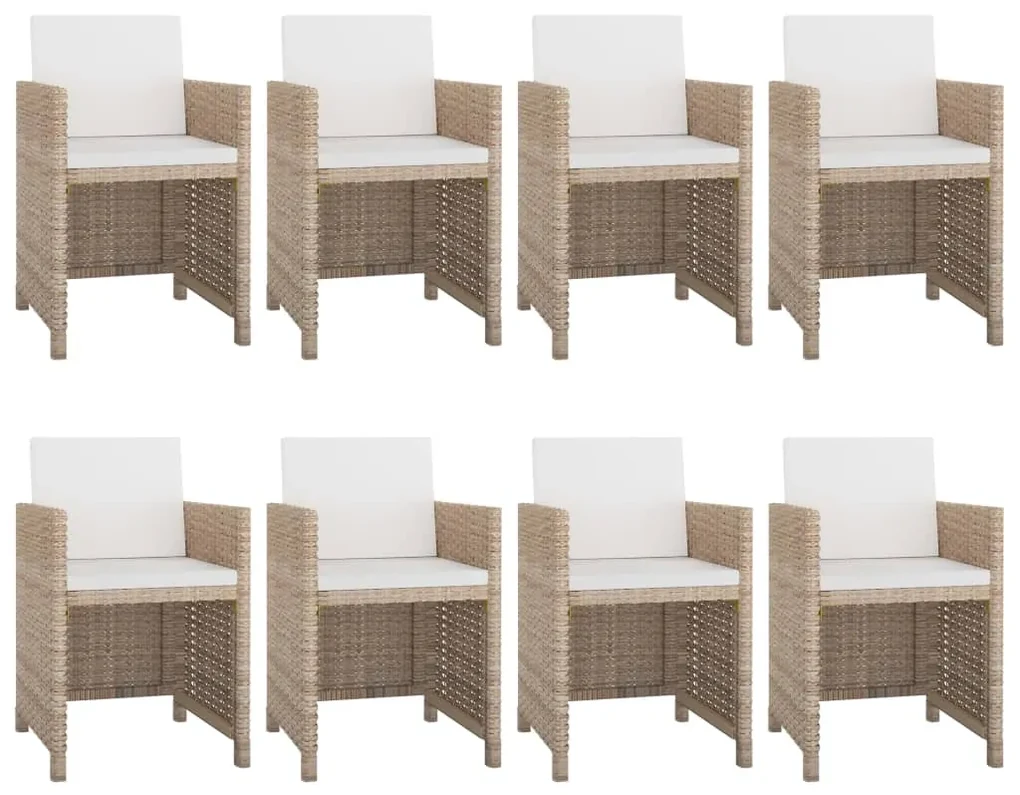 42545 vidaXL Set mobilier de exterior cu perne, 9 piese, bej, poliratan