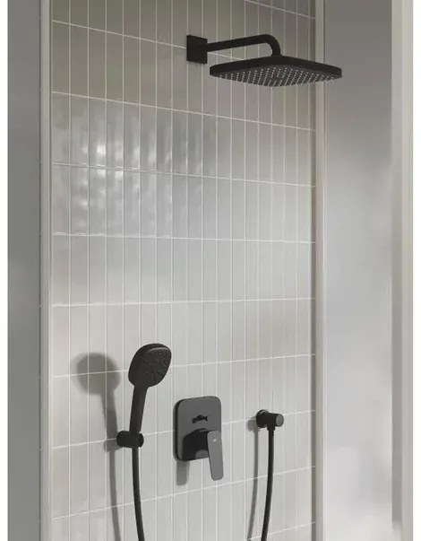 Baterie cada-dus incastrata Grohe Cubeo negru mat fara corp ingropat