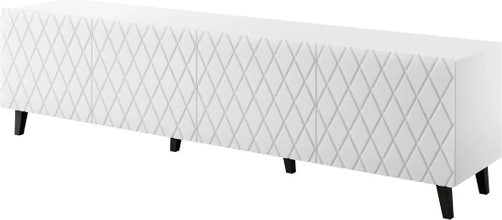 Comoda TV ASTI, alb mat, PAL laminat, 200x42x52 cm