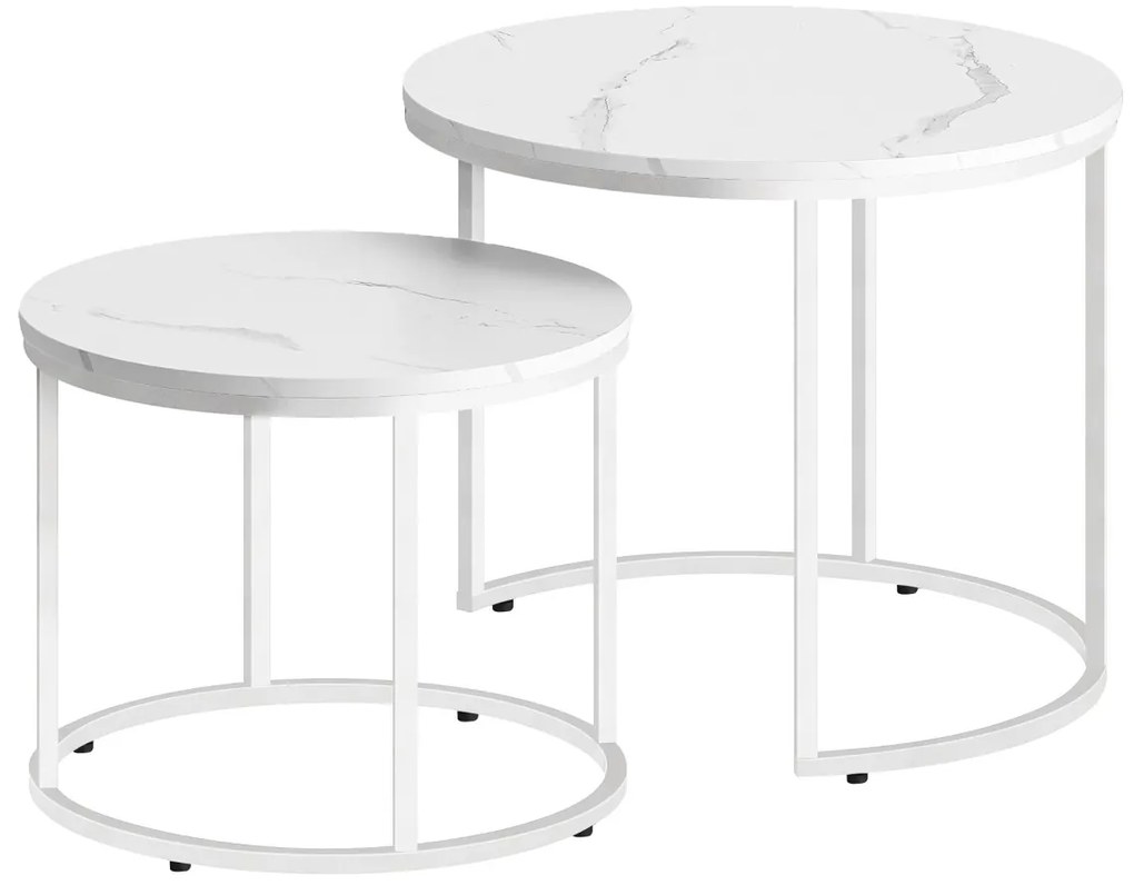 Set de mese de cafea MARLON 2 buc, decor marmura alba