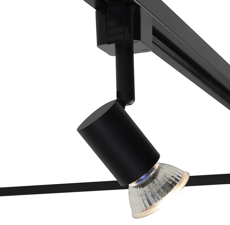 Sistem de iluminat inteligent cu șină negru, monofazat, cu 5 lumini, inclusiv Wi-Fi GU10 - Iconic Jeany