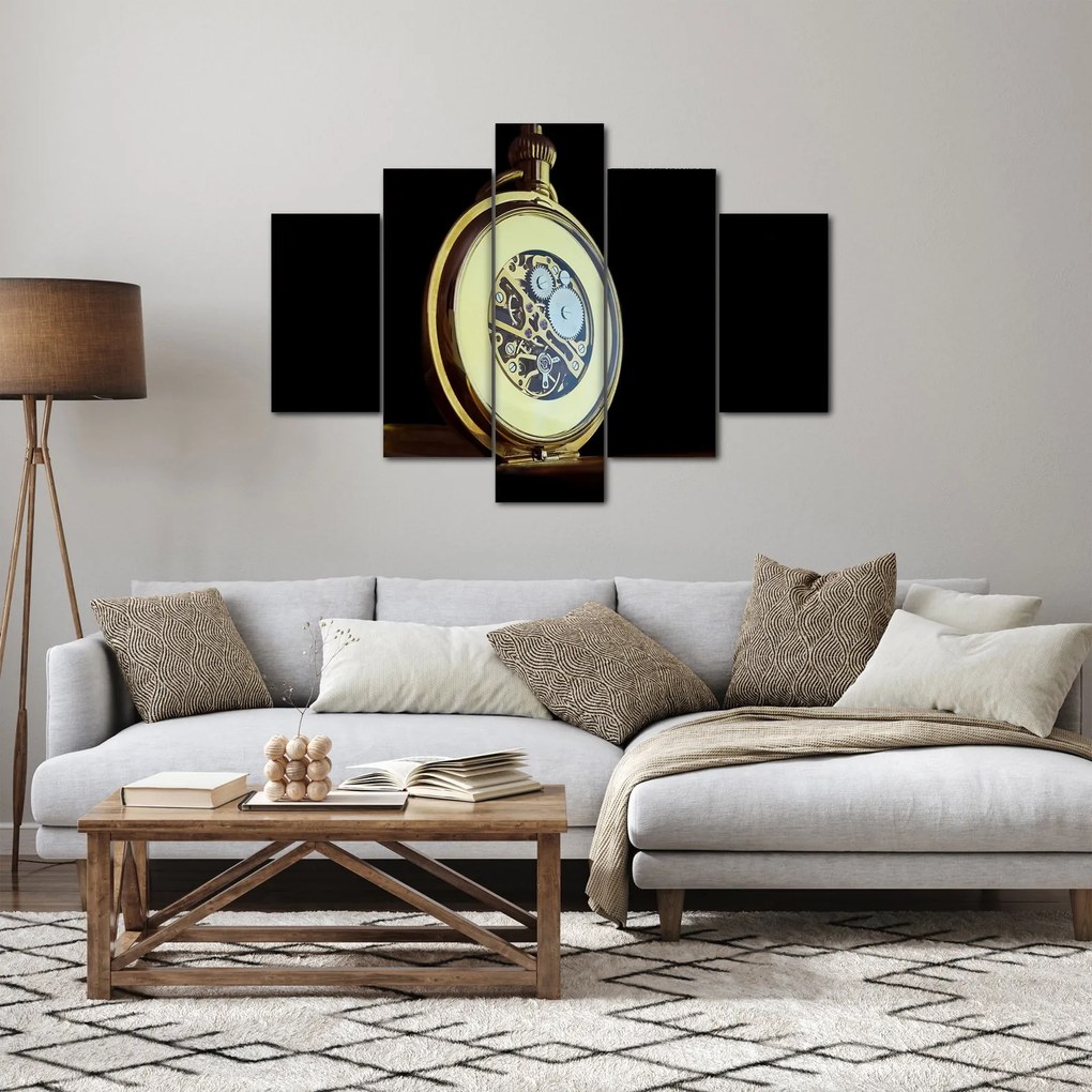 Tablou cu ceas de buzunar de aur (150x105 cm)