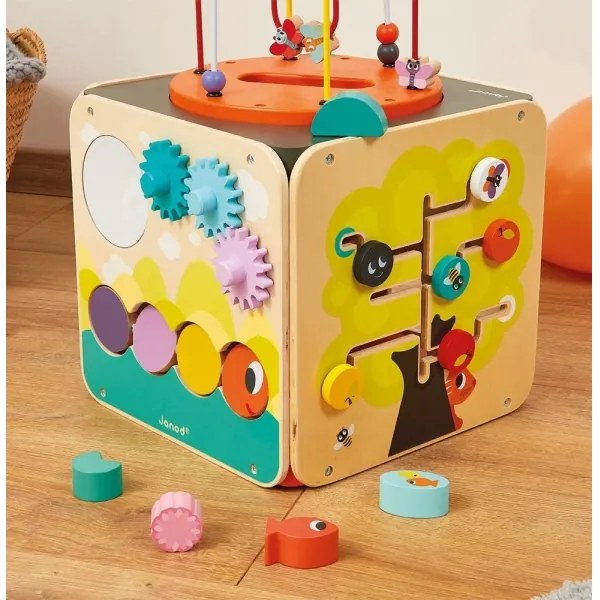 Janod - Cub interactiv cu labirint MULTI ACTIVITY