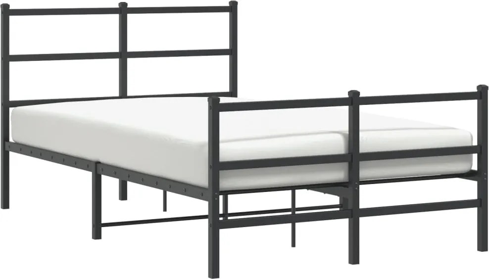 vidaXL Cadru pat metalic cu tăblie de cap/picioare , negru, 120x200 cm