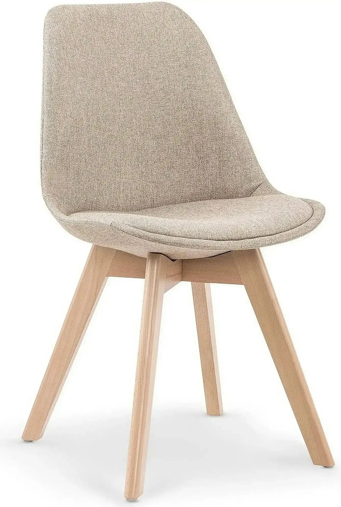 Scaun bej tapitat K303, stofa clasica/lemn, 48X54X83 CM