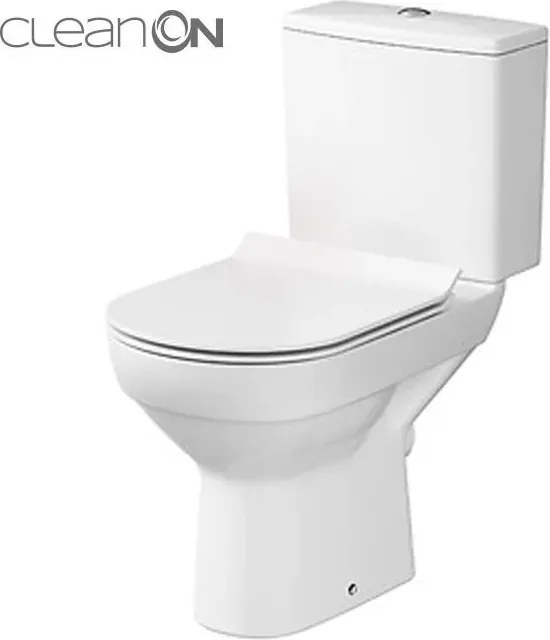 Set vas WC pe pardoseala Cersanit City New Clean On cu rezervor si capac inchidere lenta